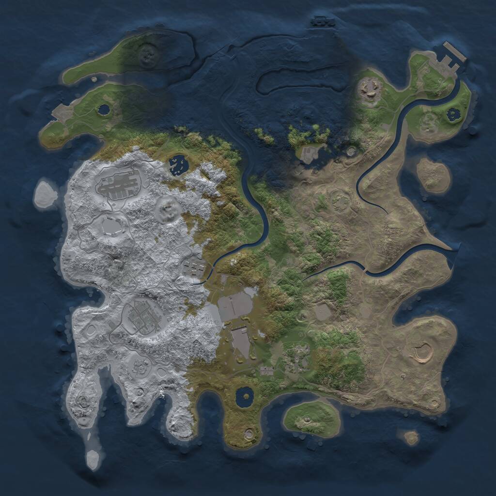 Rust Map: Procedural Map, Size: 3700, Seed: 1185704128, 15 Monuments