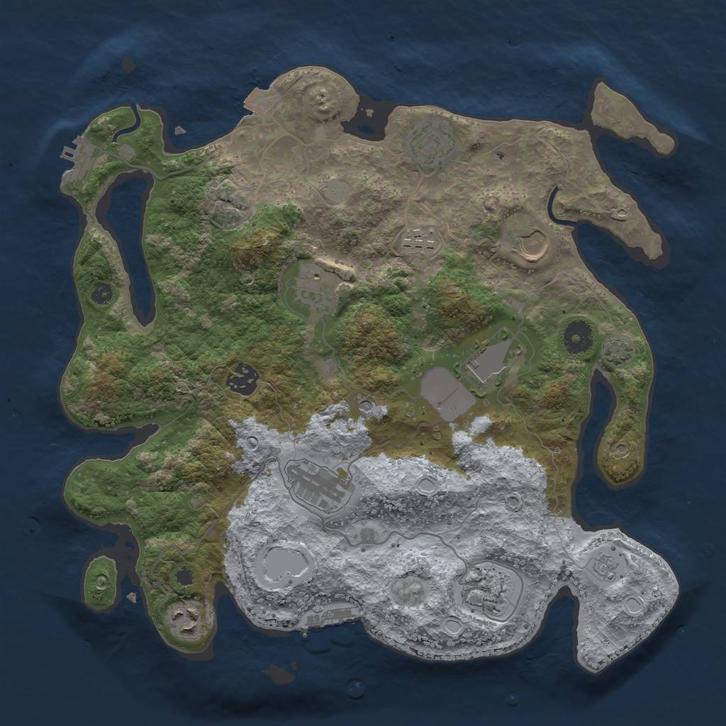 Rust Map: Procedural Map, Size: 3500, Seed: 336780612, 17 Monuments