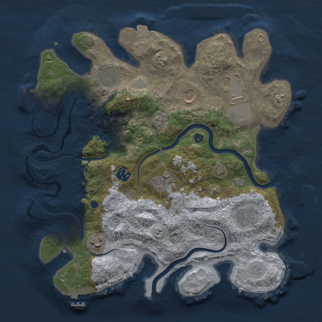 Rust Map: Procedural Map, Size: 3500, Seed: 228316373, 14 Monuments