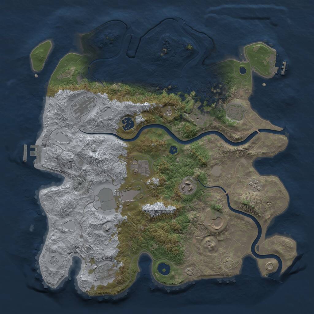 Rust Map: Procedural Map, Size: 3750, Seed: 1663225389, 16 Monuments