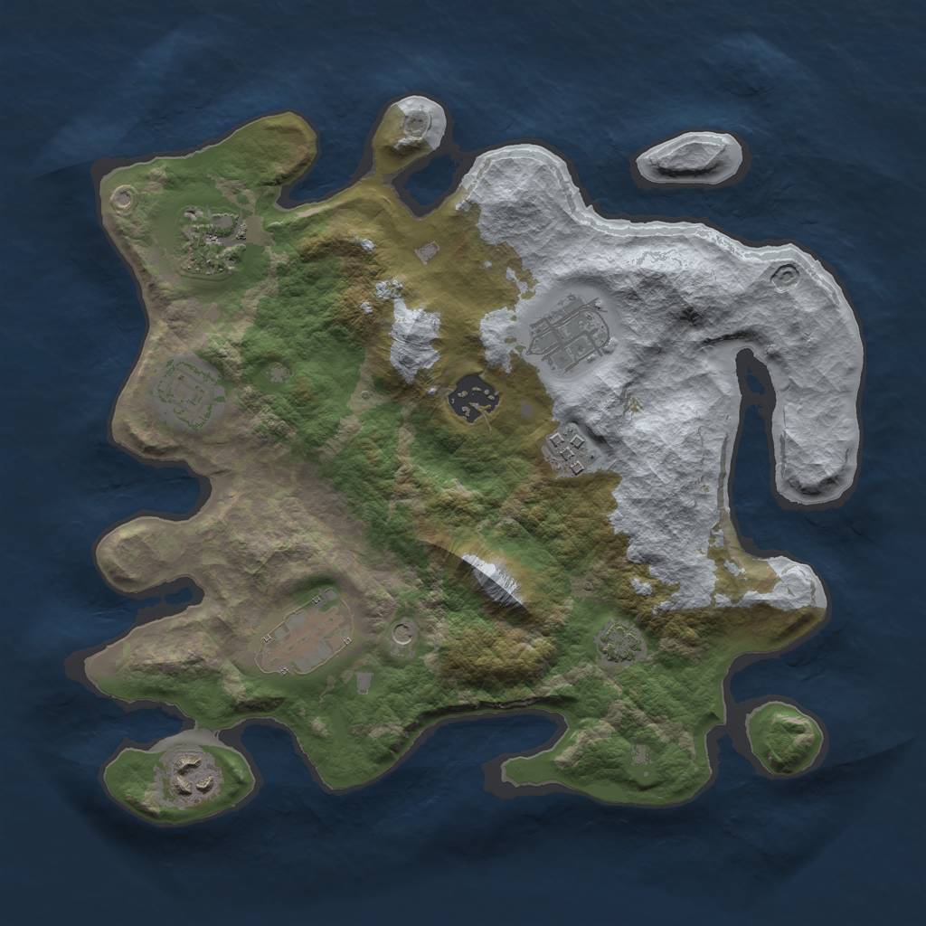 Rust Map: Barren, Size: 3000, Seed: 1981258285, 11 Monuments