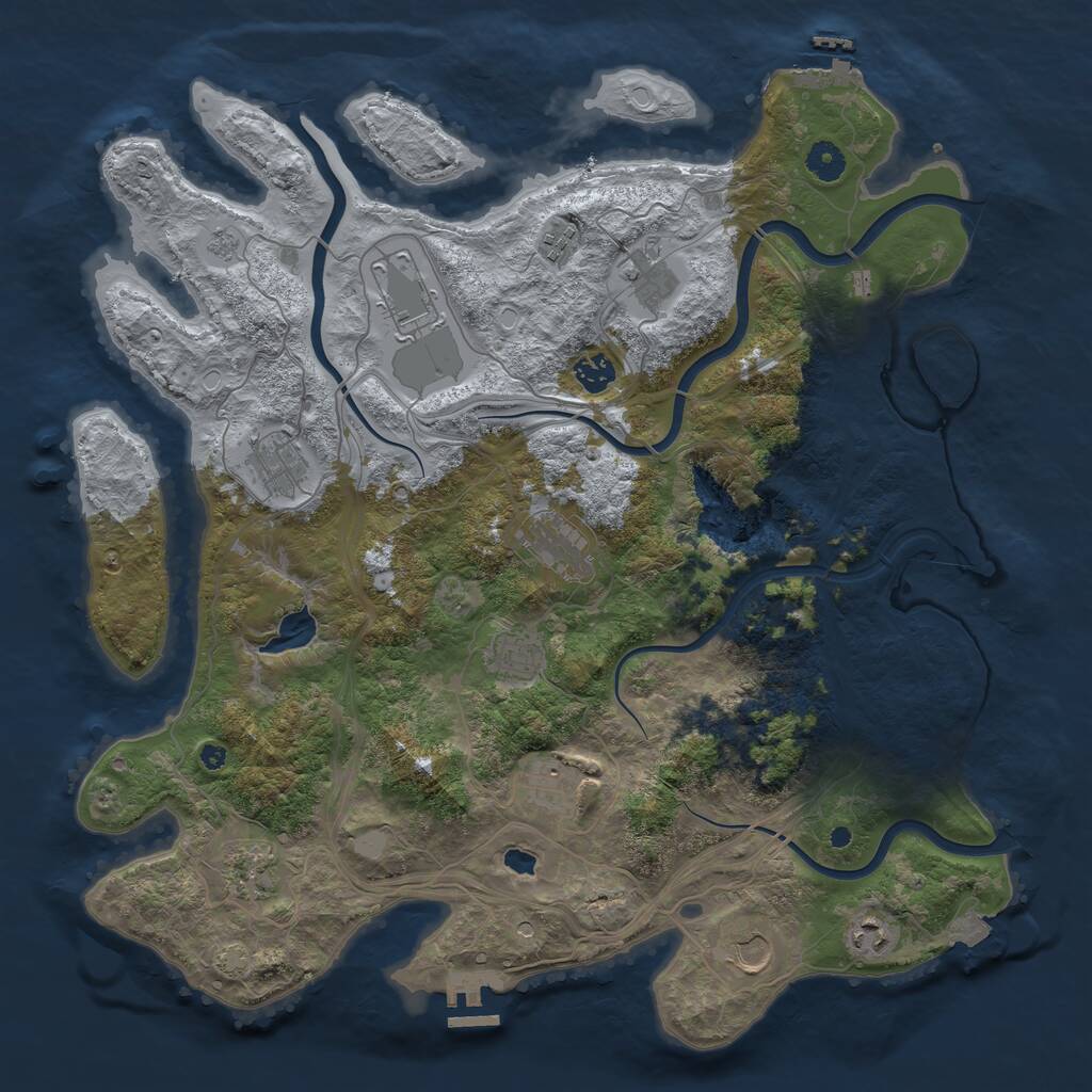 Rust Map: Procedural Map, Size: 4250, Seed: 267668948, 17 Monuments