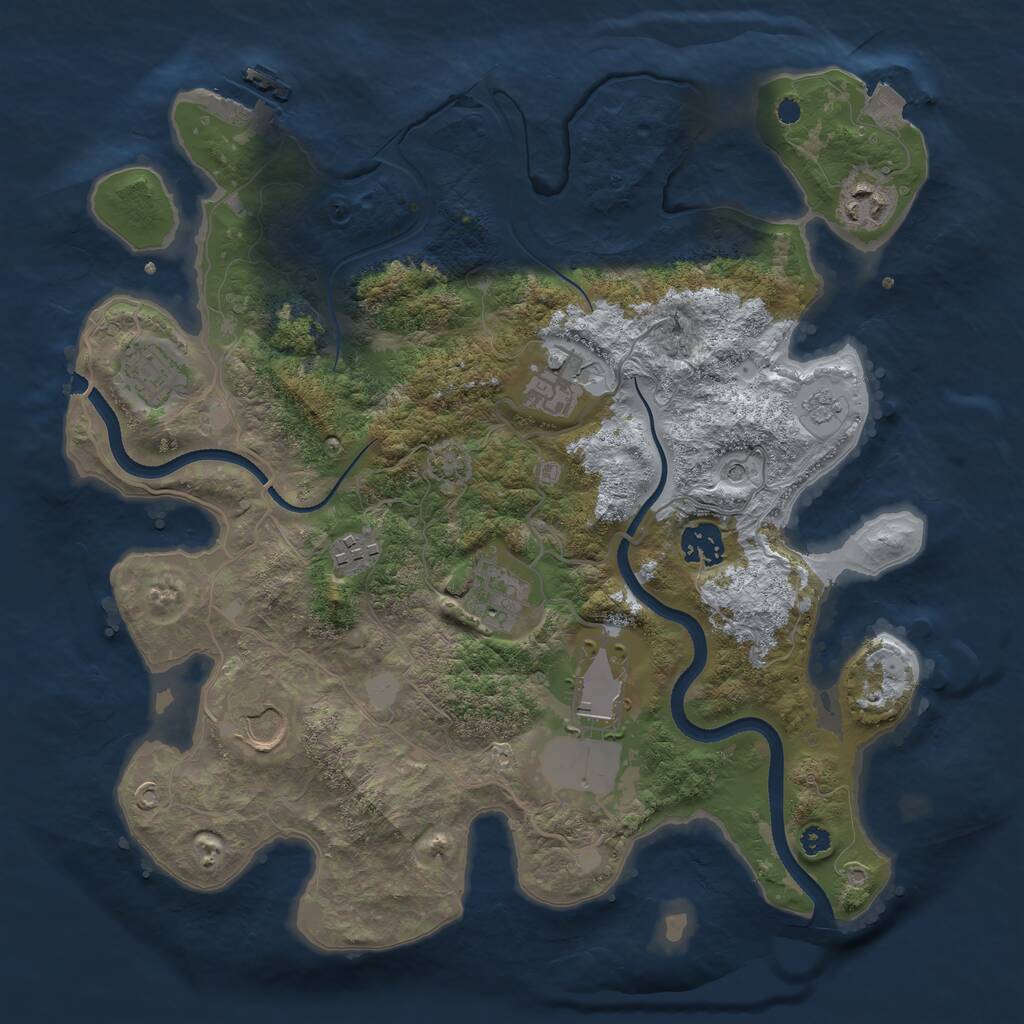 Rust Map: Procedural Map, Size: 3500, Seed: 658520595, 13 Monuments
