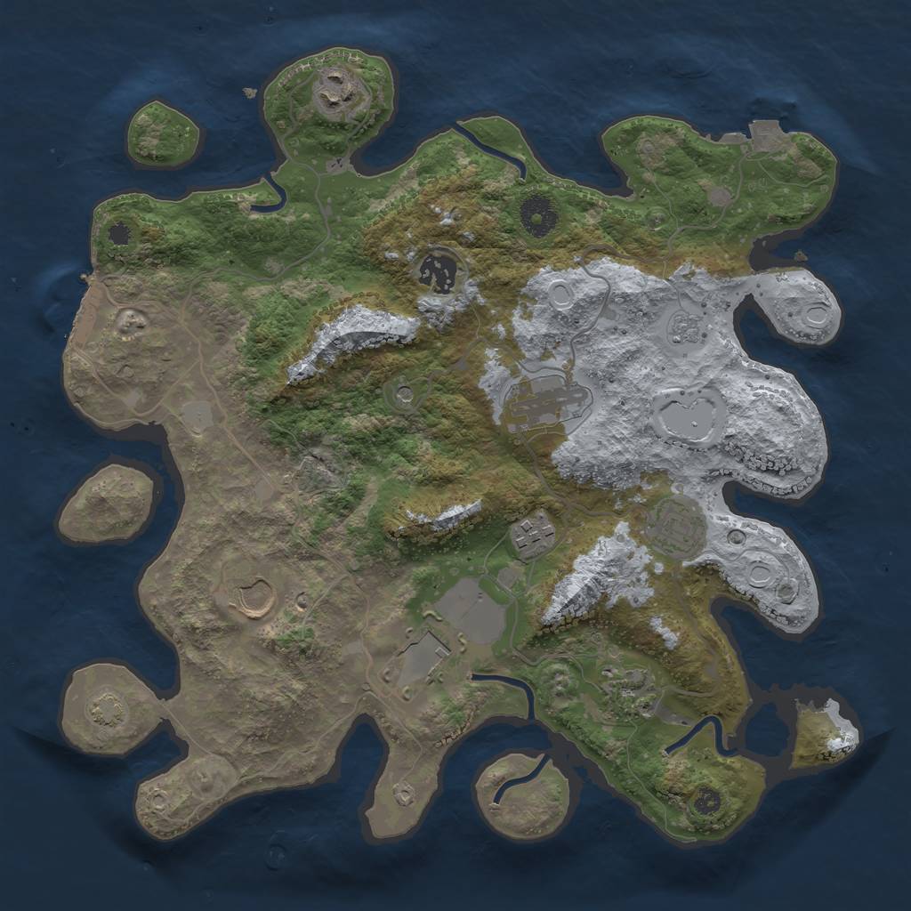 Rust Map: Procedural Map, Size: 3500, Seed: 318101, 15 Monuments