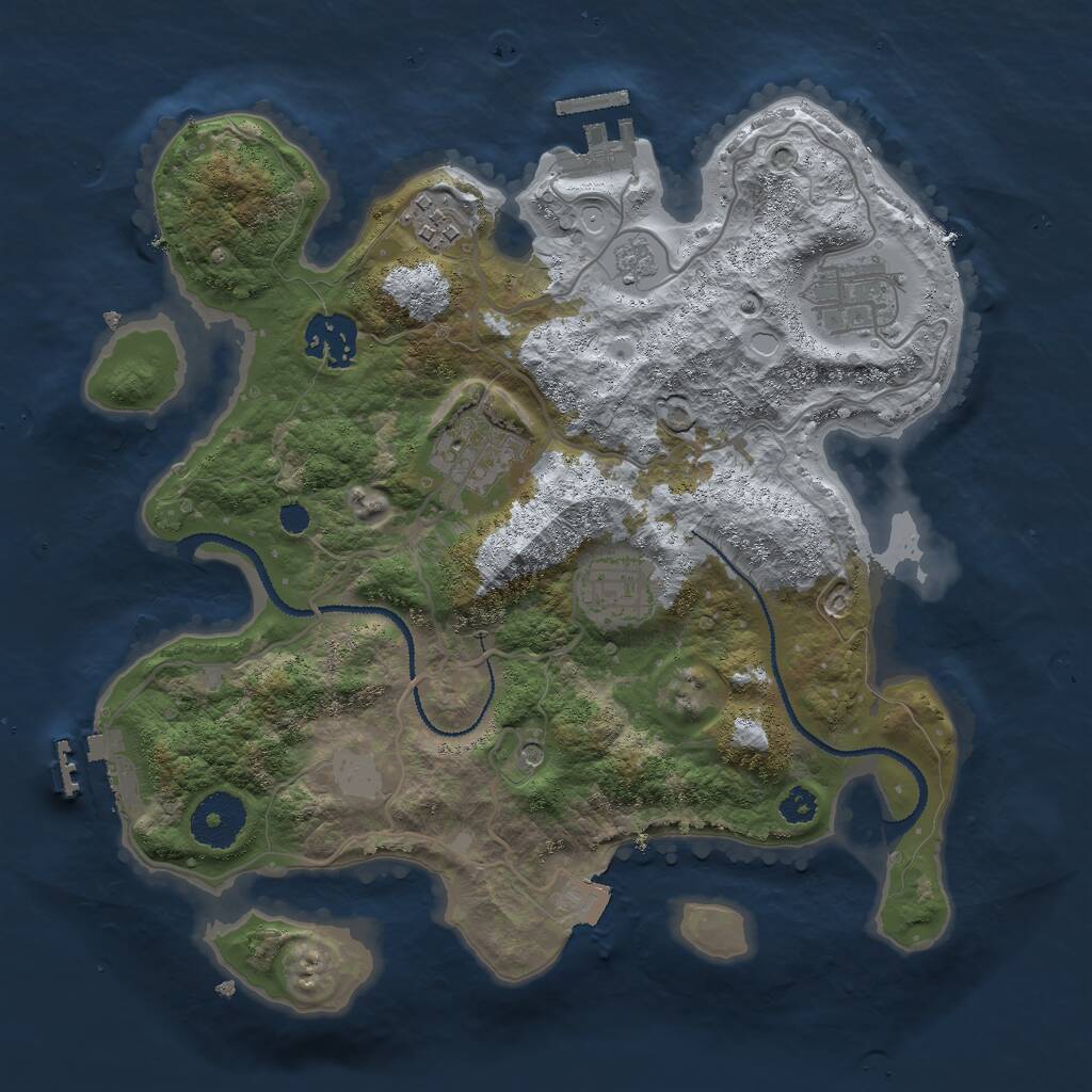 Rust Map: Procedural Map, Size: 3000, Seed: 59194, 10 Monuments