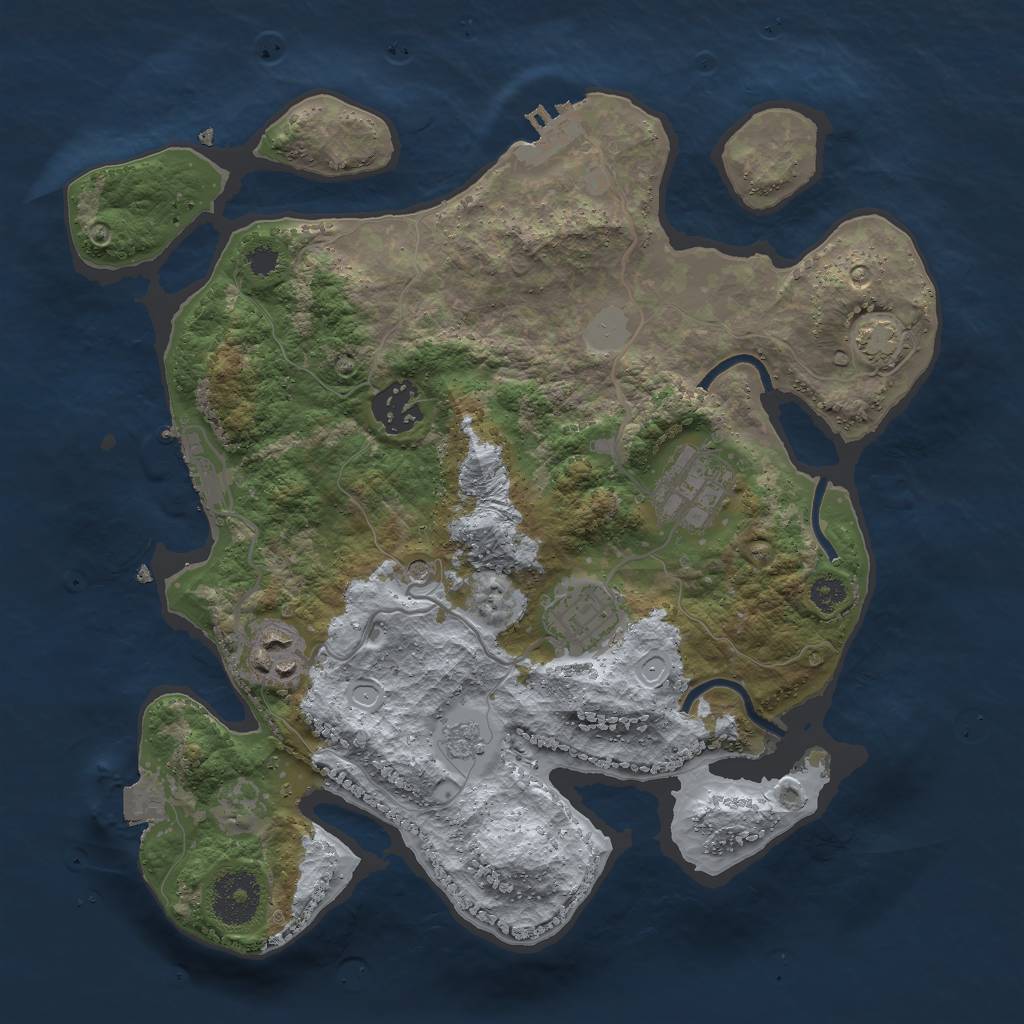 Rust Map: Procedural Map, Size: 3000, Seed: 18588, 12 Monuments