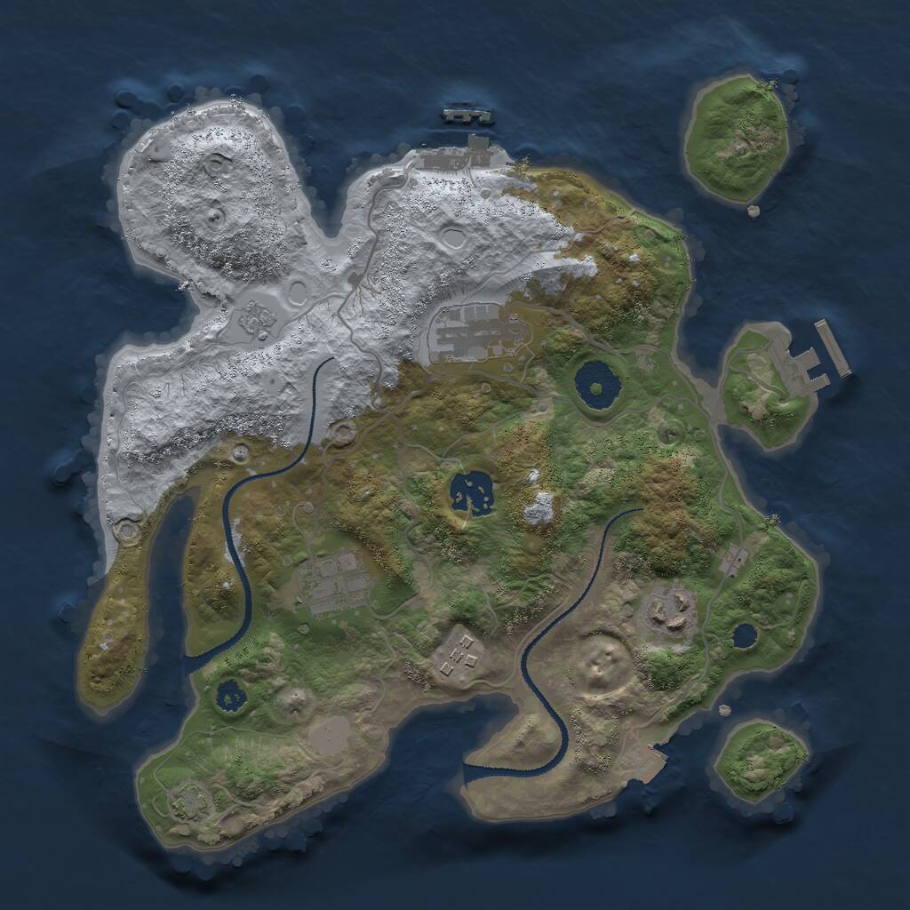 Rust Map: Procedural Map, Size: 3000, Seed: 53684, 10 Monuments