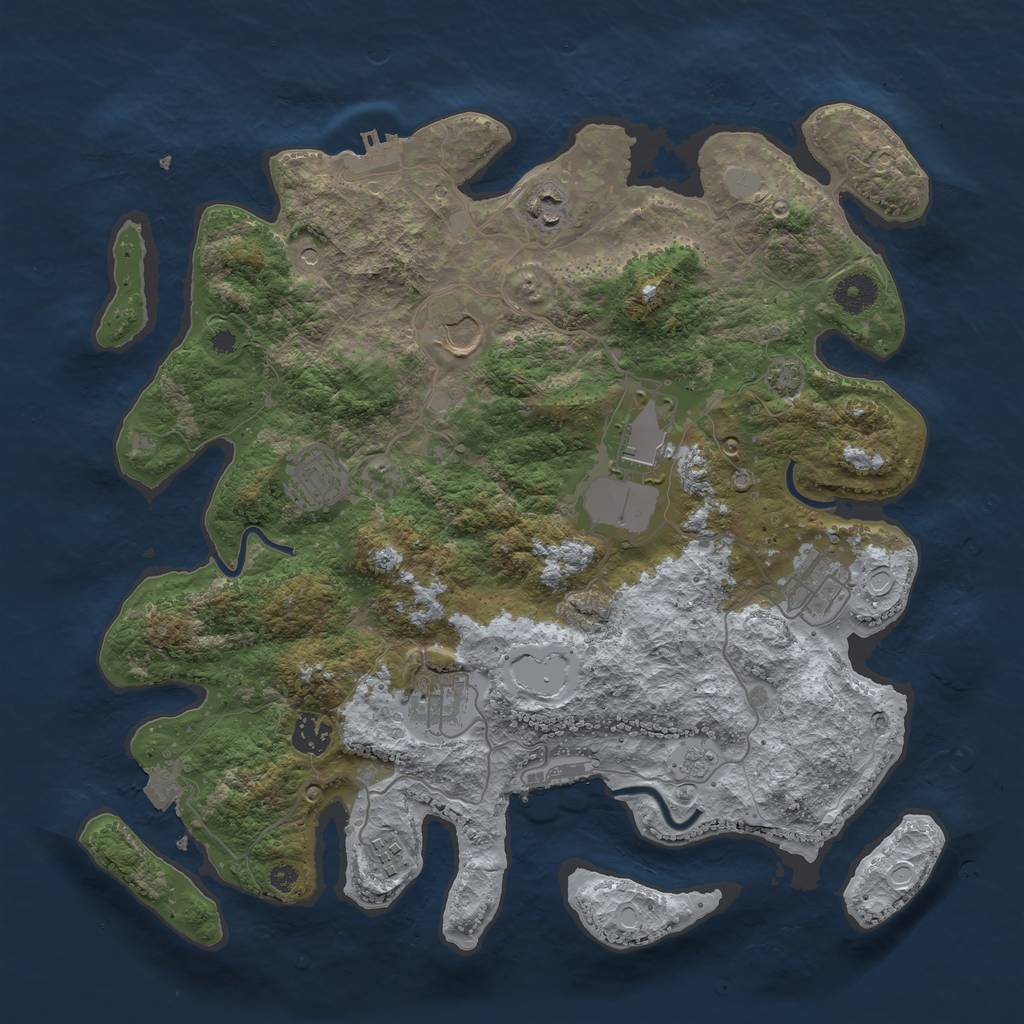 Rust Map: Procedural Map, Size: 3800, Seed: 24021348, 16 Monuments