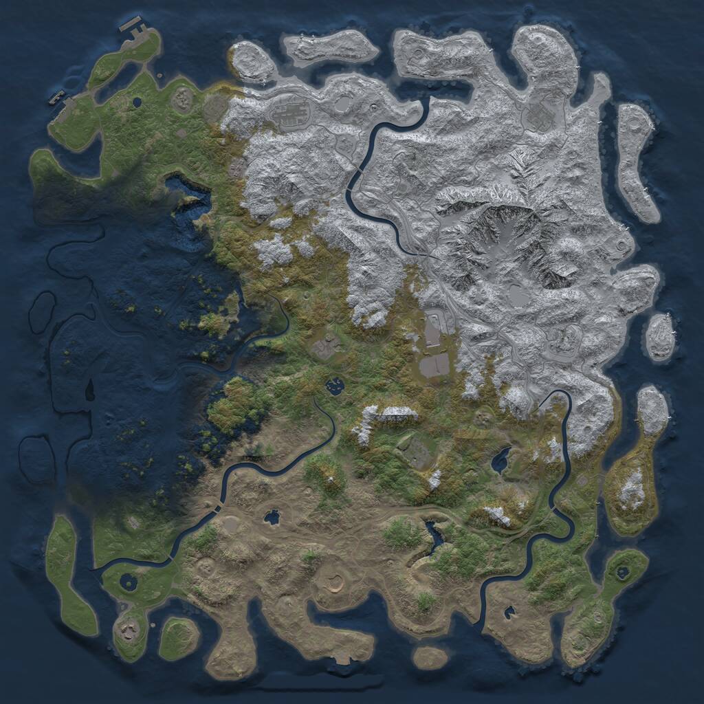 Rust Map: Procedural Map, Size: 6000, Seed: 2394872, 17 Monuments