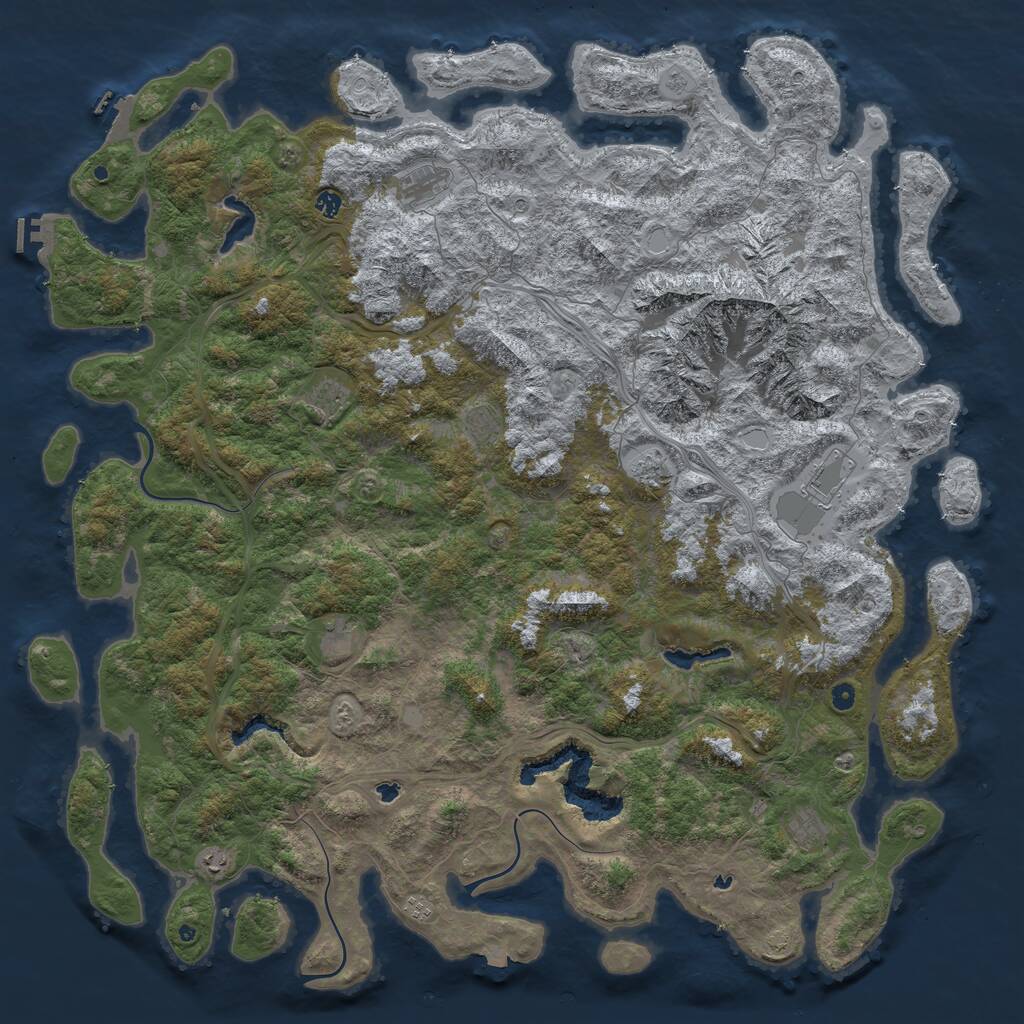 Rust Map: Procedural Map, Size: 6000, Seed: 2394872, 16 Monuments