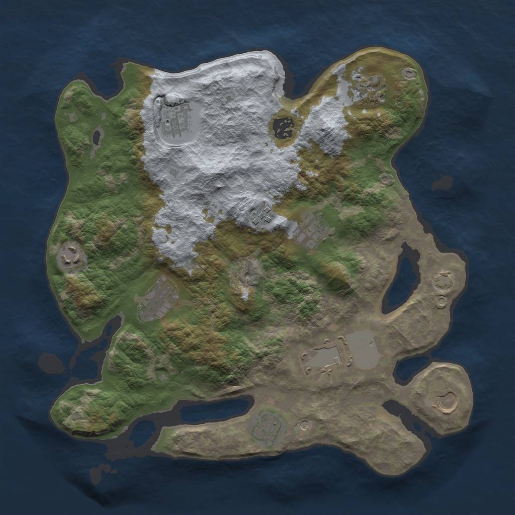 Rust Map: Barren, Size: 3500, Seed: 1159636341, 14 Monuments