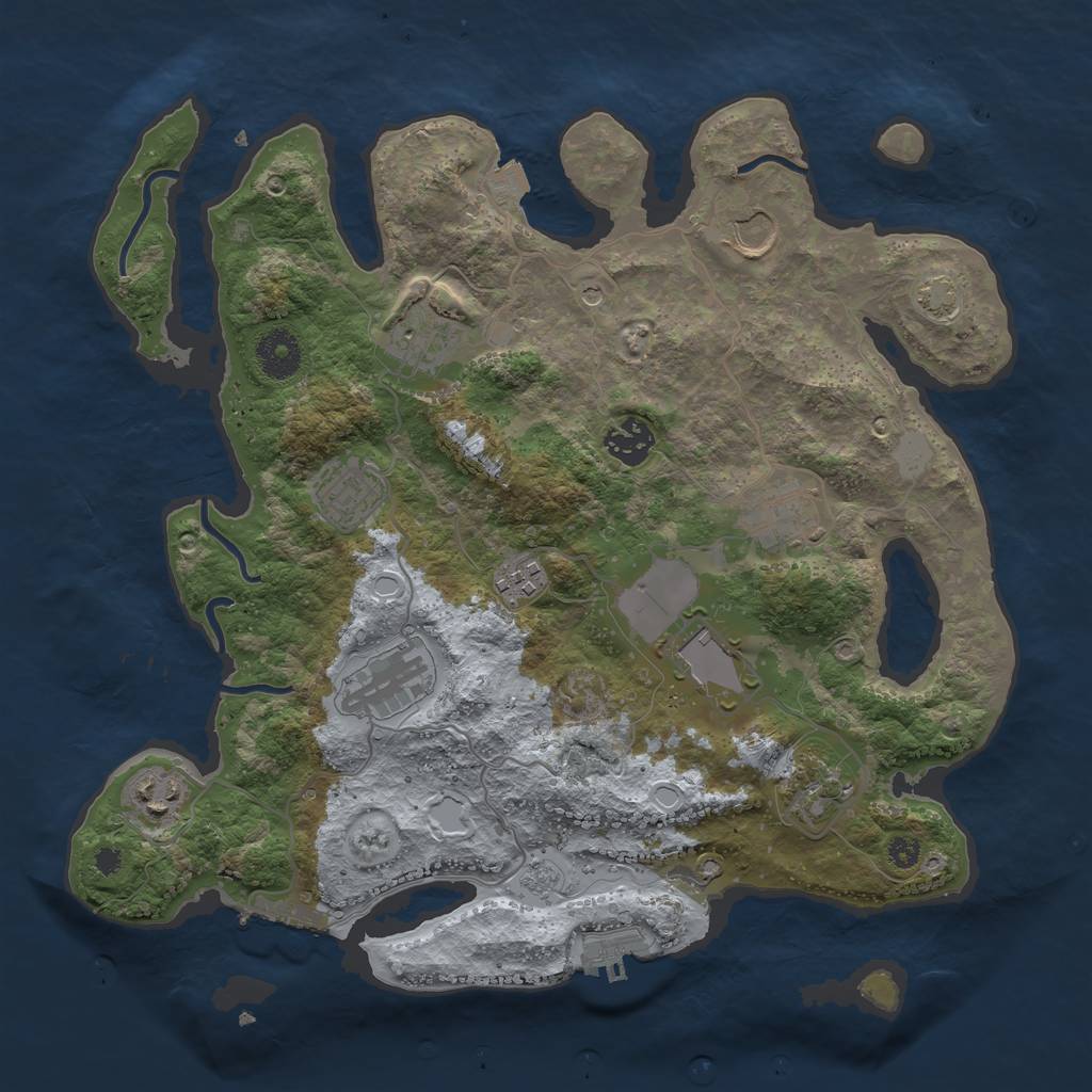 Rust Map: Procedural Map, Size: 3500, Seed: 1197307497, 18 Monuments