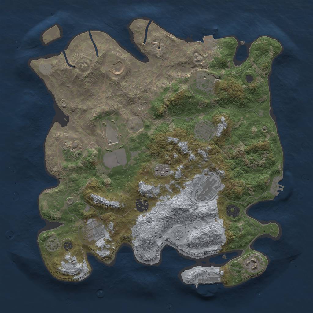 Rust Map: Procedural Map, Size: 3500, Seed: 834312185, 18 Monuments