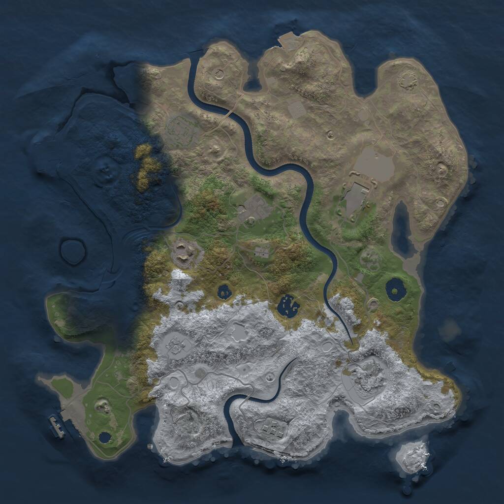 Rust Map: Procedural Map, Size: 3500, Seed: 2059712752, 13 Monuments