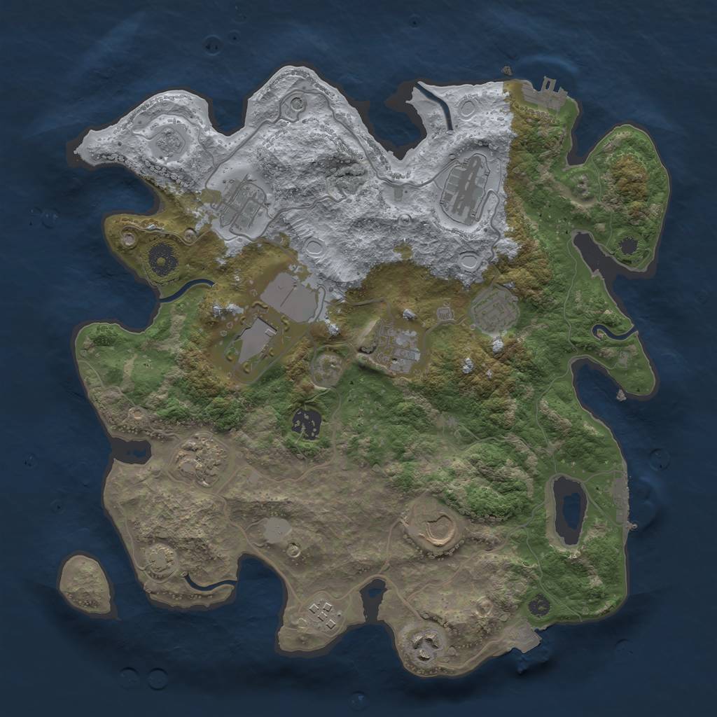 Rust Map: Procedural Map, Size: 3500, Seed: 1049215250, 18 Monuments