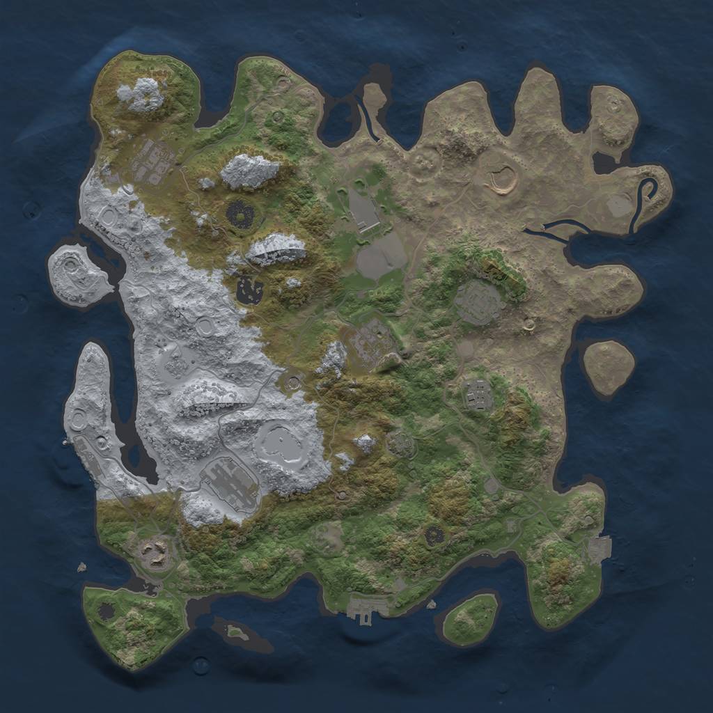 Rust Map: Procedural Map, Size: 3750, Seed: 21350645, 17 Monuments