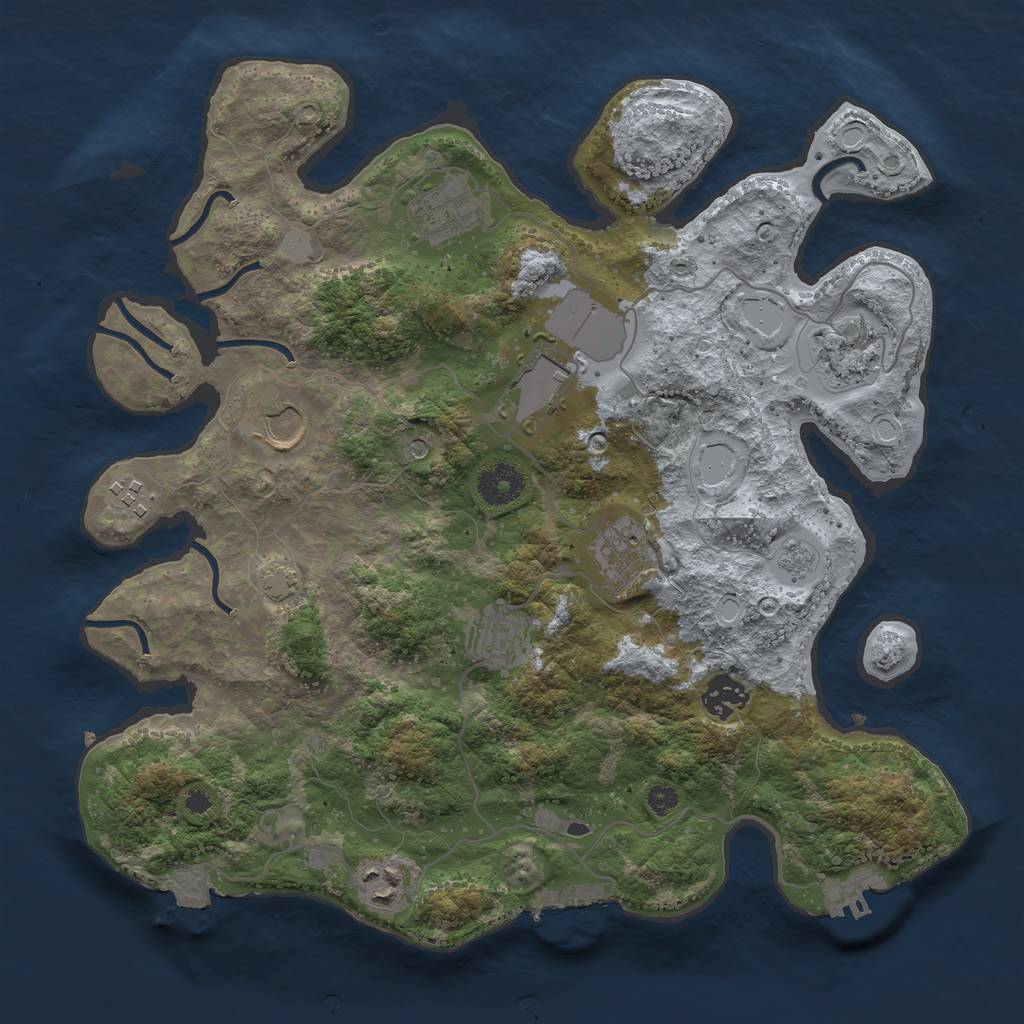 Rust Map: Procedural Map, Size: 3500, Seed: 1973158321, 17 Monuments