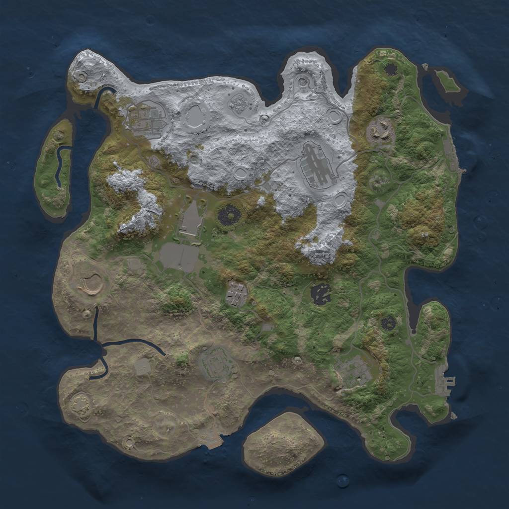 Rust Map: Procedural Map, Size: 3500, Seed: 1790527642, 17 Monuments