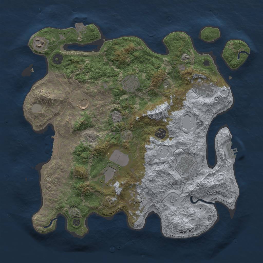 Rust Map: Procedural Map, Size: 3700, Seed: 785932499, 17 Monuments