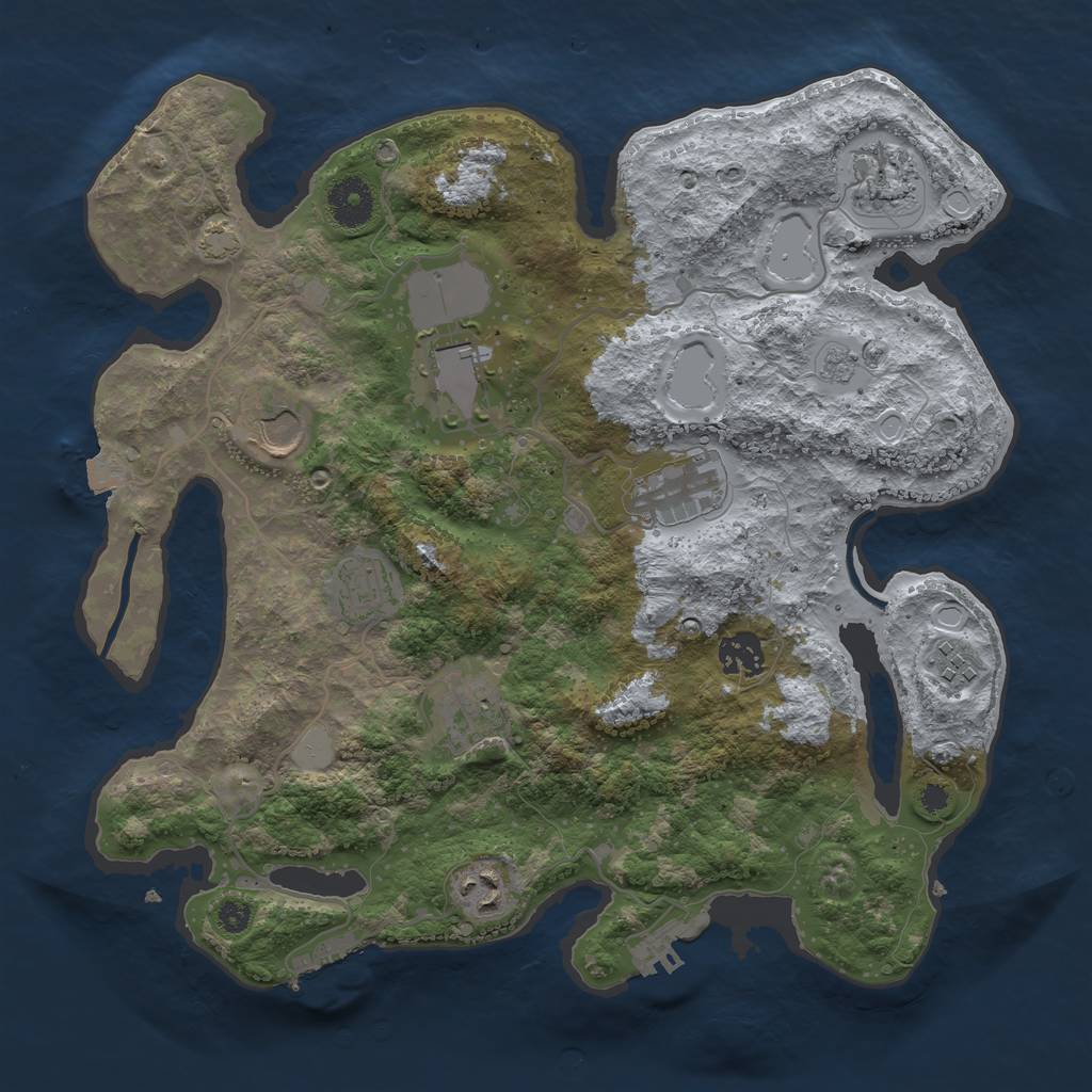Rust Map: Procedural Map, Size: 3500, Seed: 1050184328, 16 Monuments