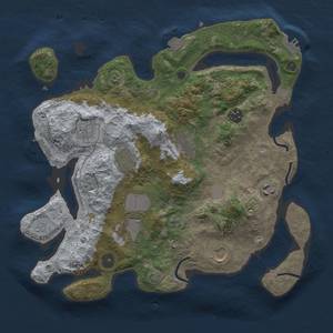 Thumbnail Rust Map: Procedural Map, Size: 3500, Seed: 33072701, 16 Monuments