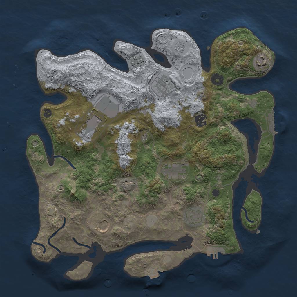 Rust Map: Procedural Map, Size: 3500, Seed: 474320815, 16 Monuments