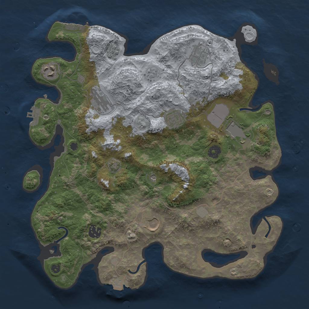 Rust Map: Procedural Map, Size: 3500, Seed: 743483130, 16 Monuments