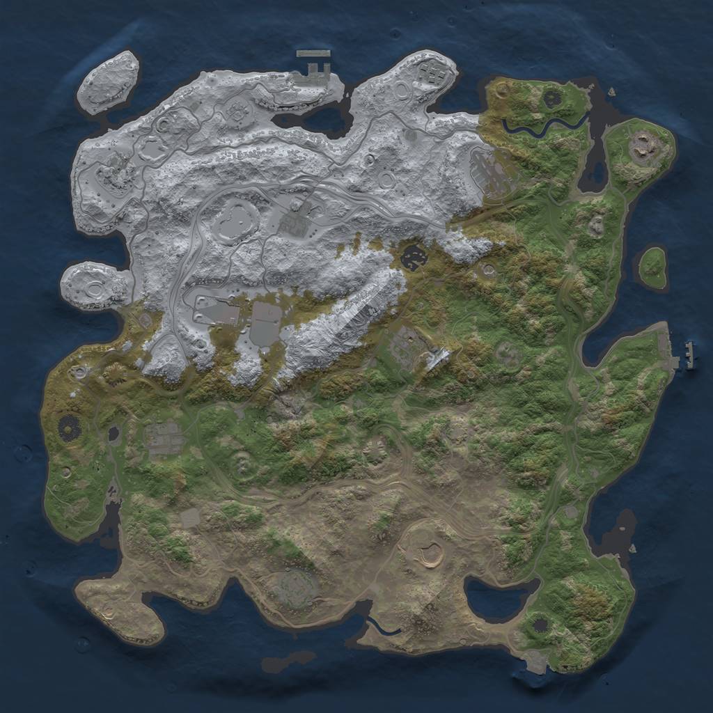 Rust Map: Procedural Map, Size: 4250, Seed: 2057597622, 19 Monuments