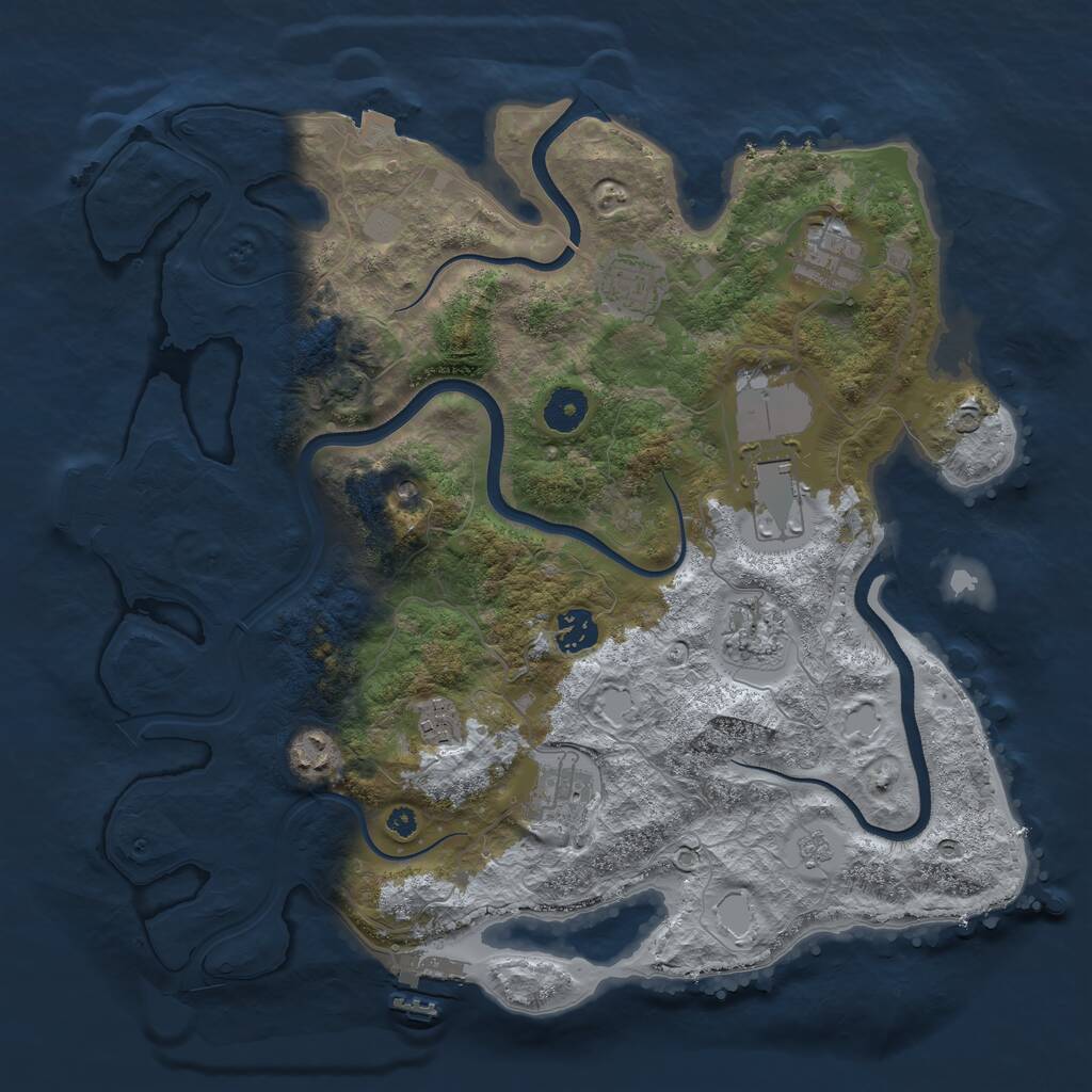 Rust Map: Procedural Map, Size: 3750, Seed: 254395262, 14 Monuments