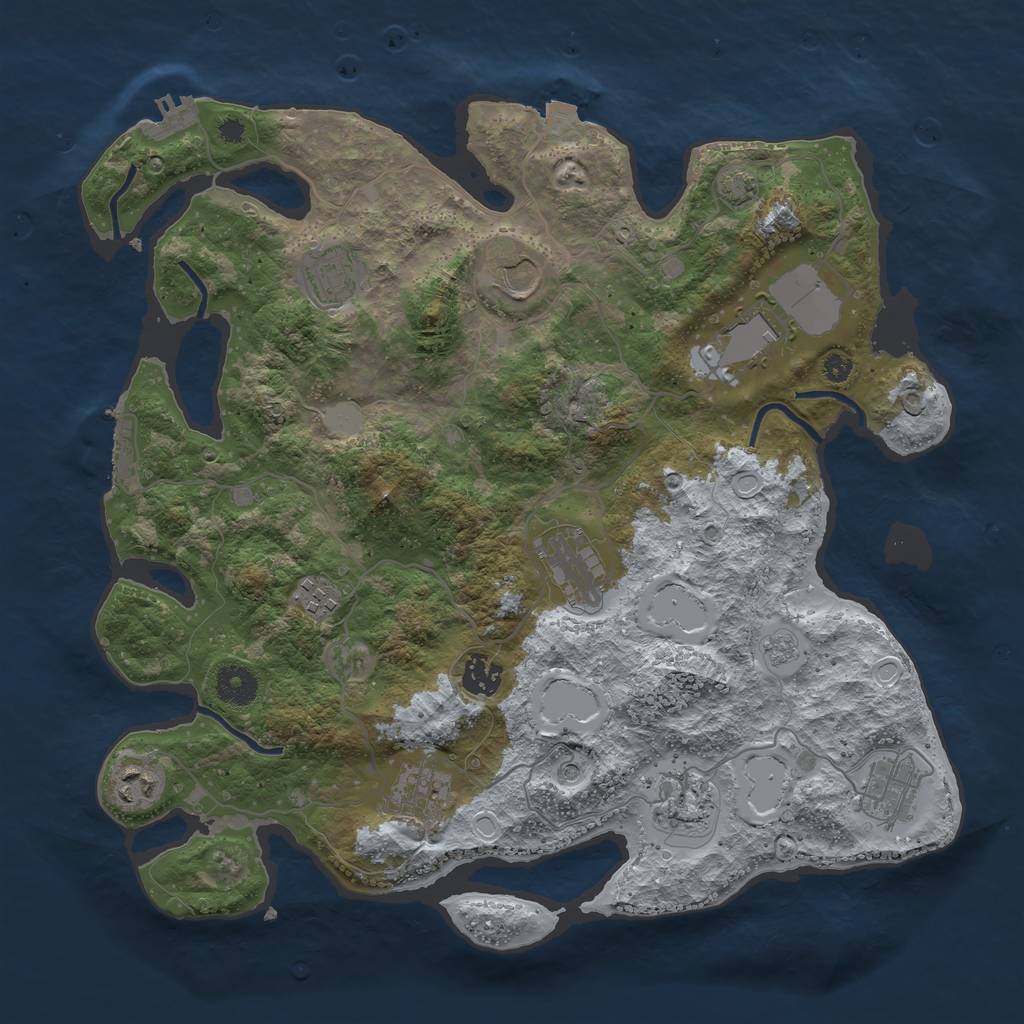 Rust Map: Procedural Map, Size: 3750, Seed: 254395262, 18 Monuments