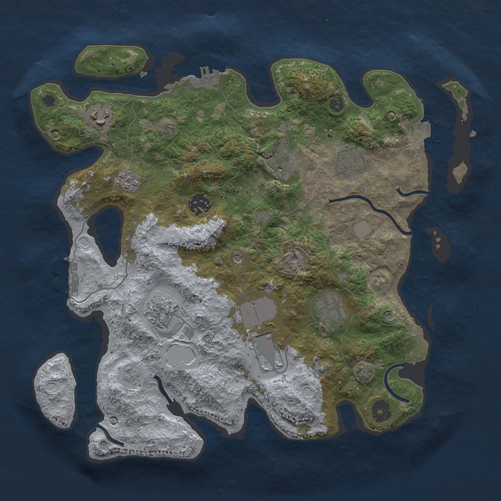 Rust Map: Procedural Map, Size: 3600, Seed: 75223, 16 Monuments
