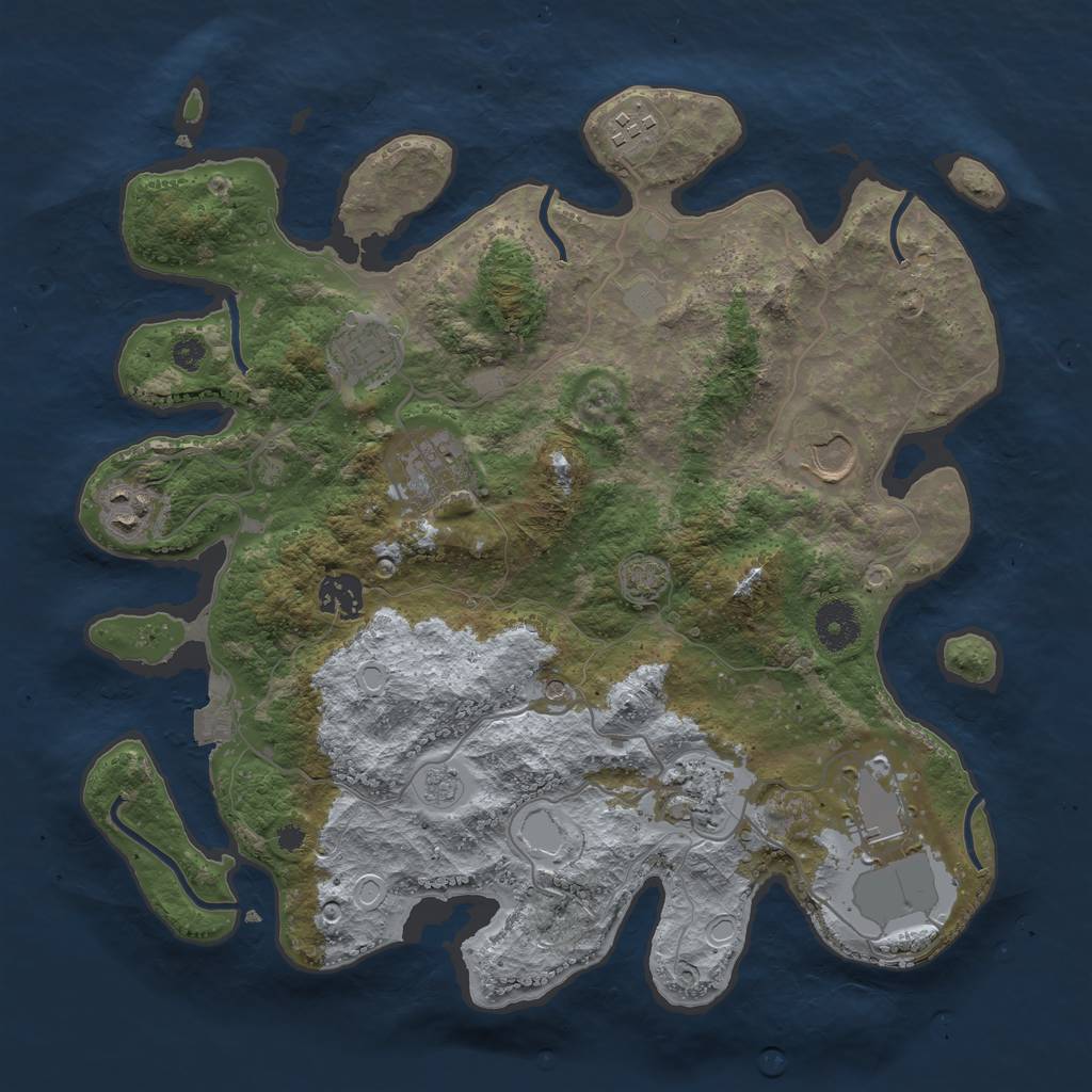 Rust Map: Procedural Map, Size: 3500, Seed: 2109175076, 14 Monuments