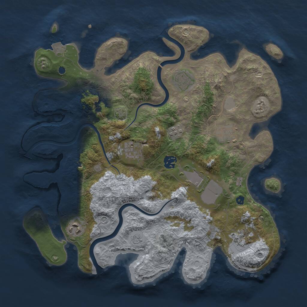 Rust Map: Procedural Map, Size: 3500, Seed: 2109175076, 12 Monuments
