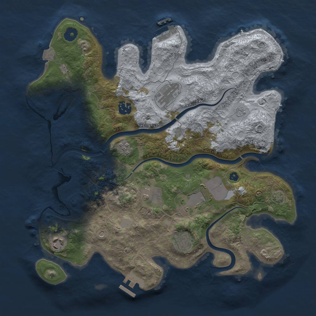 Rust Map: Procedural Map, Size: 3500, Seed: 1830263818, 13 Monuments
