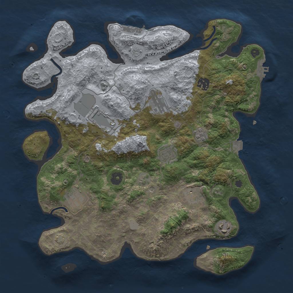 Rust Map: Procedural Map, Size: 3500, Seed: 20230706, 16 Monuments