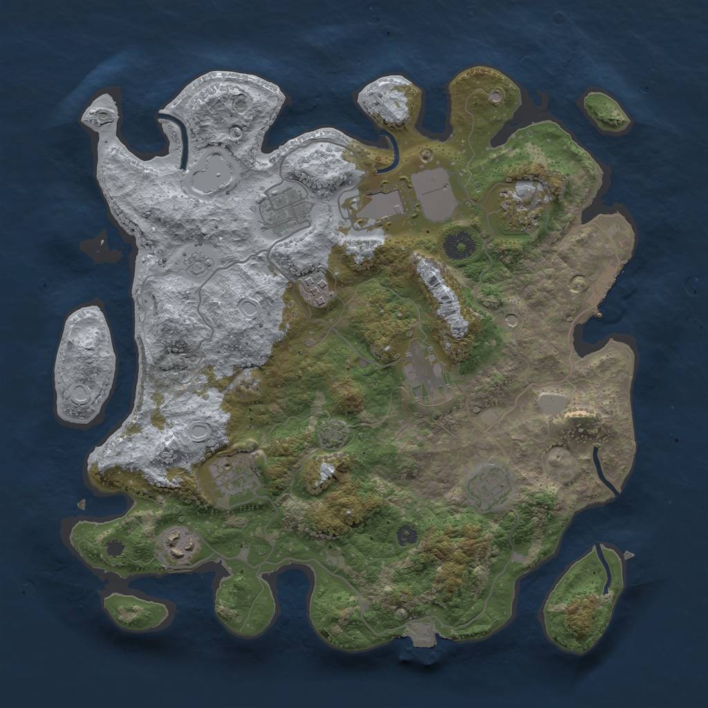 Rust Map: Procedural Map, Size: 3500, Seed: 880367978, 15 Monuments