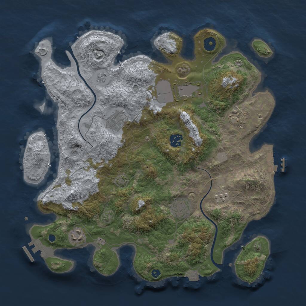 Rust Map: Procedural Map, Size: 3500, Seed: 880367978, 13 Monuments