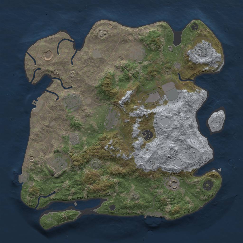 Rust Map: Procedural Map, Size: 3500, Seed: 1724806087, 18 Monuments