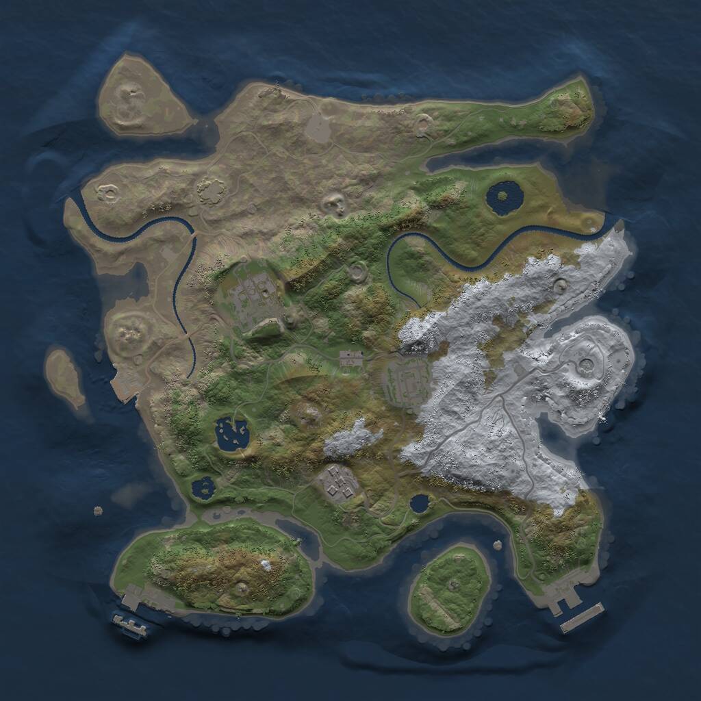 Rust Map: Procedural Map, Size: 3000, Seed: 41394288, 9 Monuments