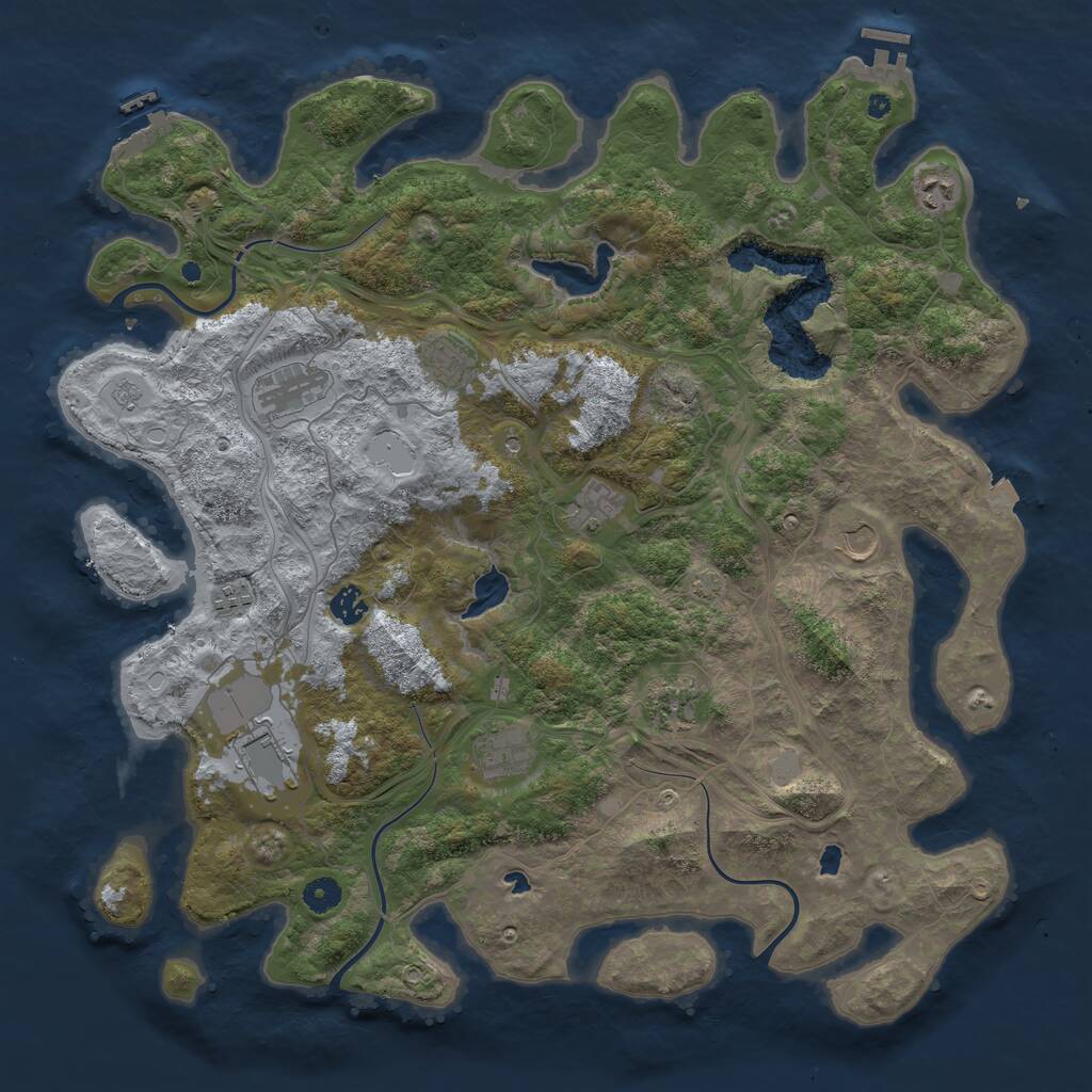 Rust Map: Procedural Map, Size: 4500, Seed: 1112059052, 16 Monuments
