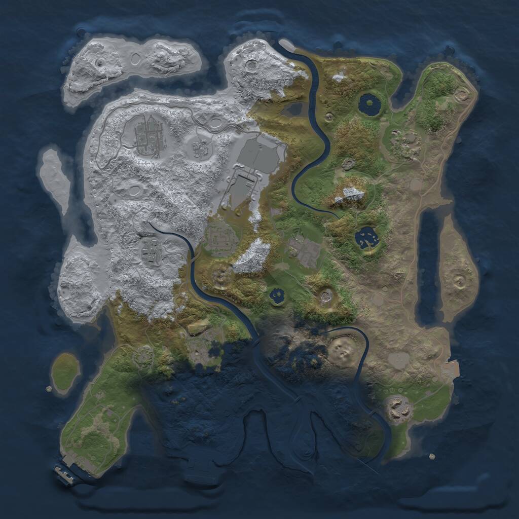 Rust Map: Procedural Map, Size: 3500, Seed: 1487775865, 15 Monuments