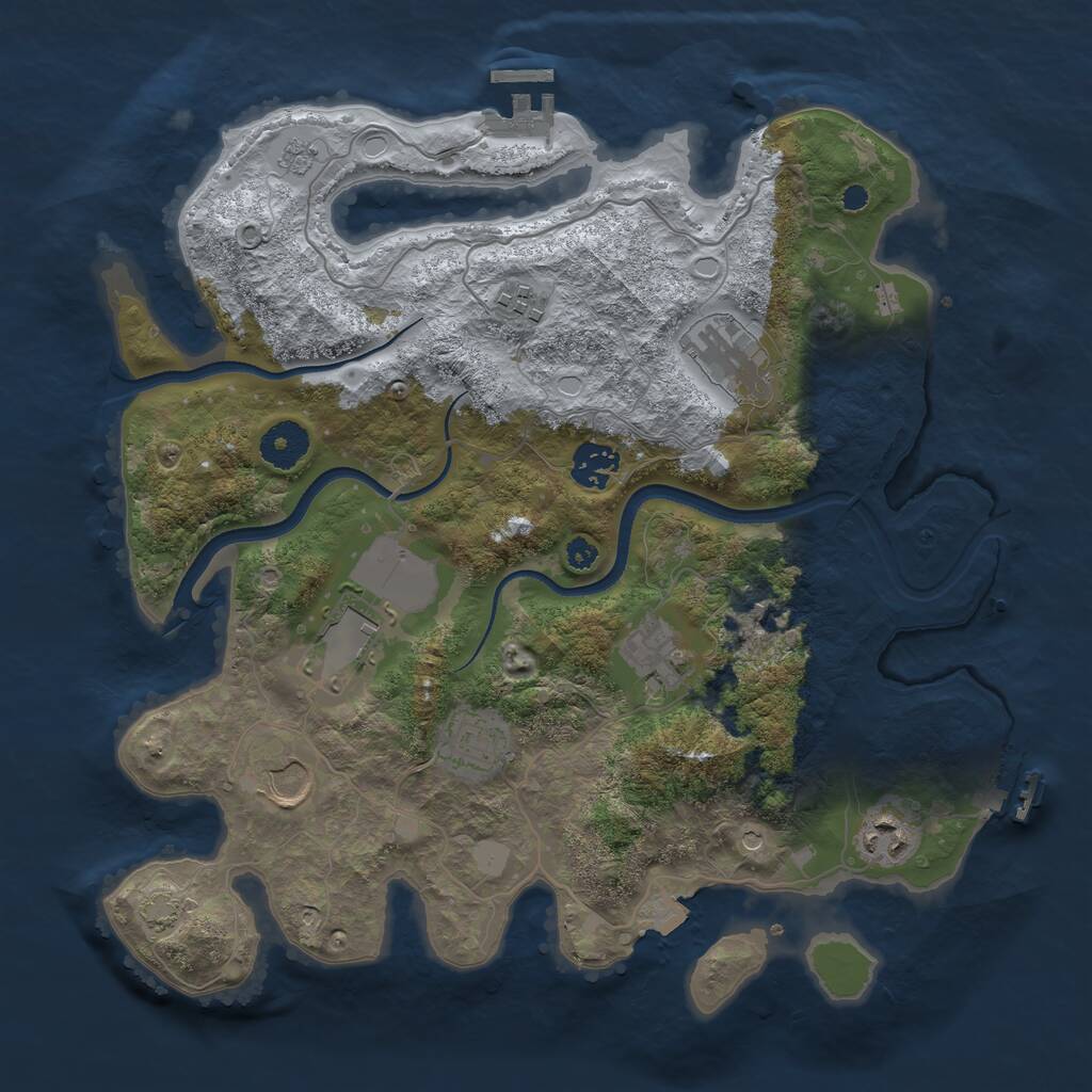 Rust Map: Procedural Map, Size: 3500, Seed: 1357007089, 14 Monuments