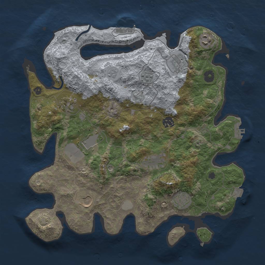 Rust Map: Procedural Map, Size: 3500, Seed: 1357007089, 17 Monuments