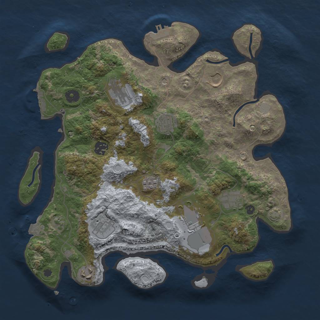 Rust Map: Procedural Map, Size: 3500, Seed: 404632351, 16 Monuments