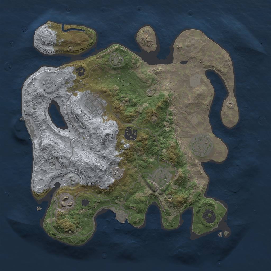 Rust Map: Procedural Map, Size: 3000, Seed: 89386, 13 Monuments