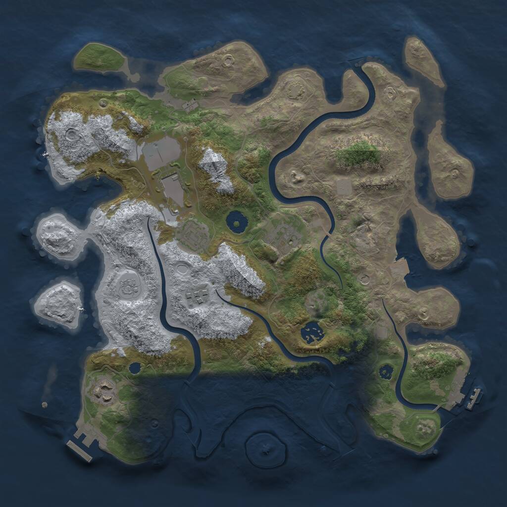Rust Map: Procedural Map, Size: 3500, Seed: 7663605, 12 Monuments