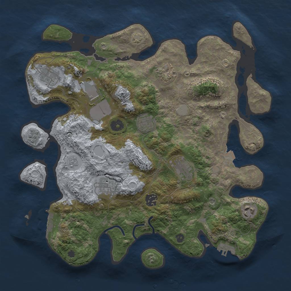 Rust Map: Procedural Map, Size: 3500, Seed: 7663605, 17 Monuments