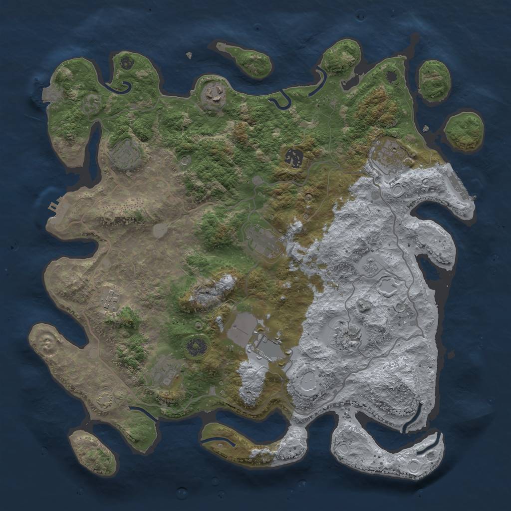Rust Map: Procedural Map, Size: 4000, Seed: 23806309, 17 Monuments