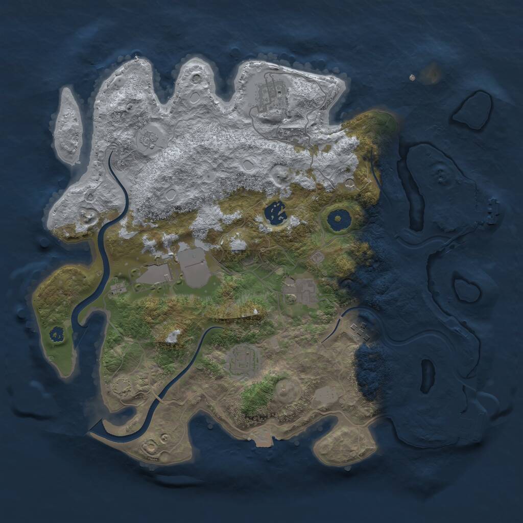 Rust Map: Procedural Map, Size: 3500, Seed: 1886, 12 Monuments
