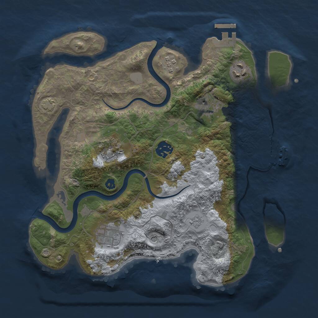 Rust Map: Procedural Map, Size: 3000, Seed: 36243094, 12 Monuments